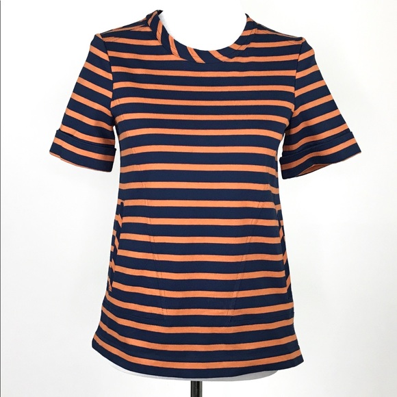 Belstaff Micah Striped Top Sz 38/XS Blue Orange - Picture 3 of 8